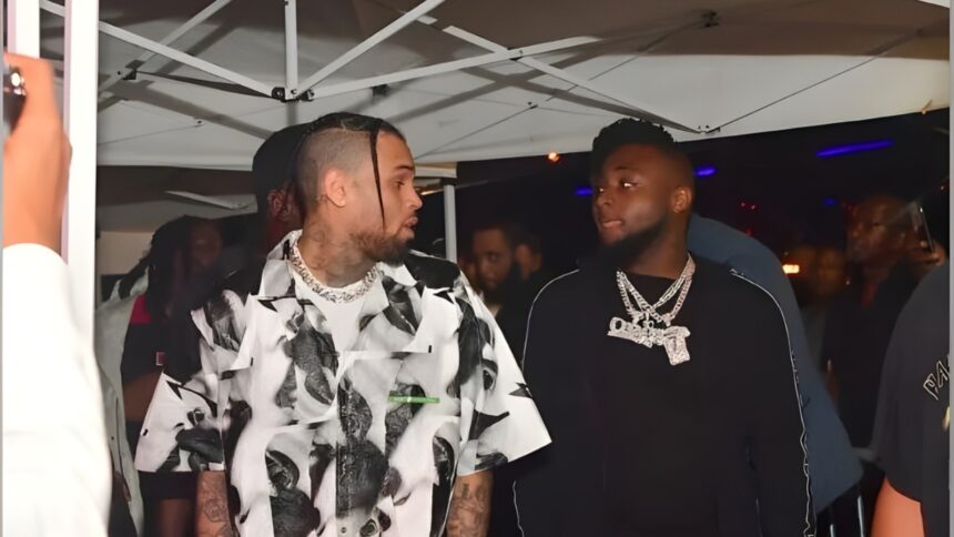 Davido and Chris Brown announcing their 2027 joint album collaboration blending Afrobeats and R&B