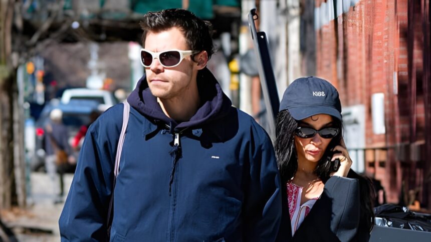 Harry Styles and Zoë Kravitz seen amid engagement rumors, with reports suggesting a fast-moving romance and possible future family plans.