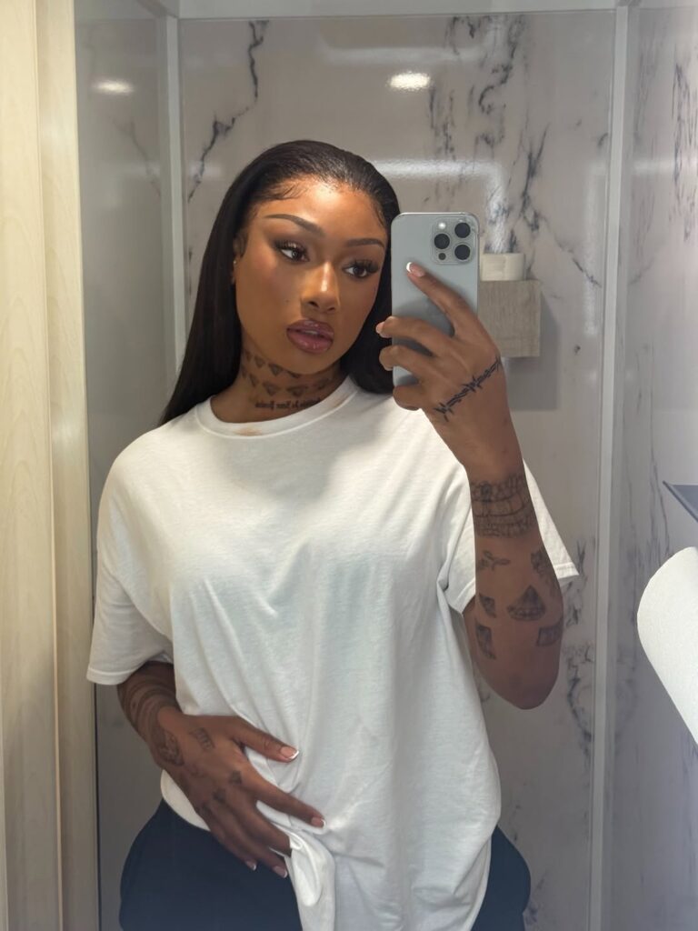 Megan Thee Stallion reacts after accusing Klay Thompson of cheating during their breakup