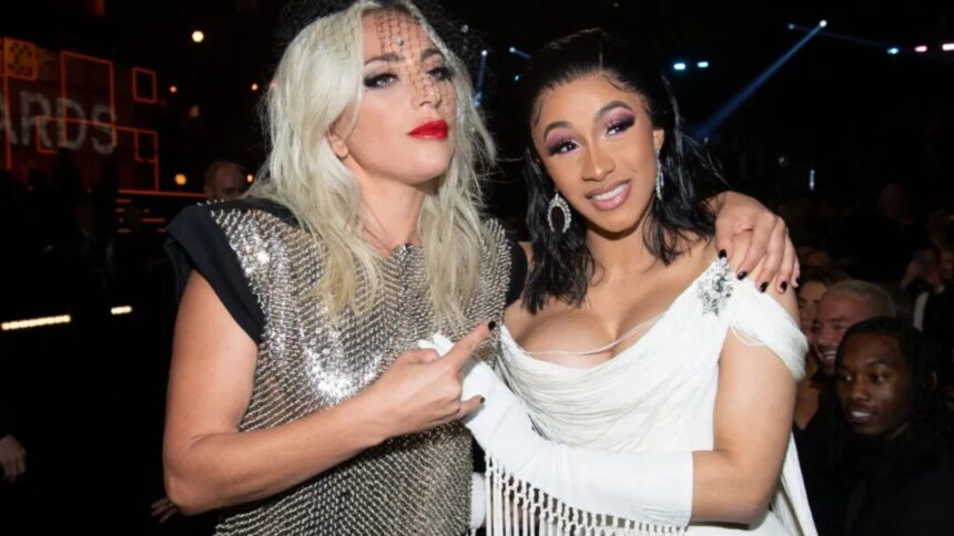Lady Gaga and Cardi B, in a close-up photo on their record-breaking tours, featured in the Billboard Boxscore report