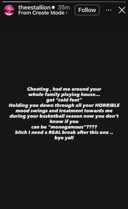 Megan Thee Stallion reacts after accusing Klay Thompson of cheating during their breakup