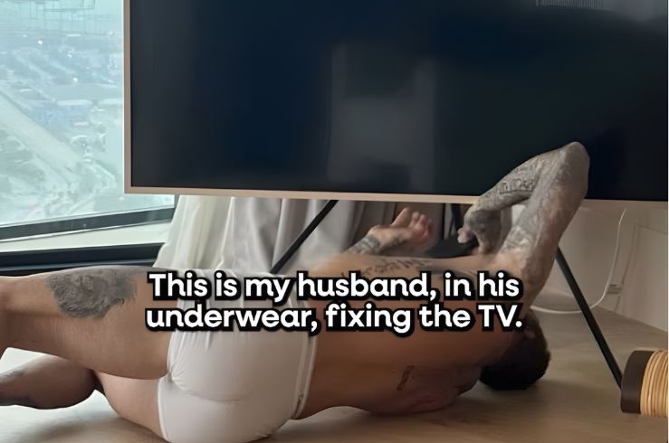 Victoria Beckham laughing on The Today Show while joking about David Beckham doing chores in his underwear, as hosts react with amusement