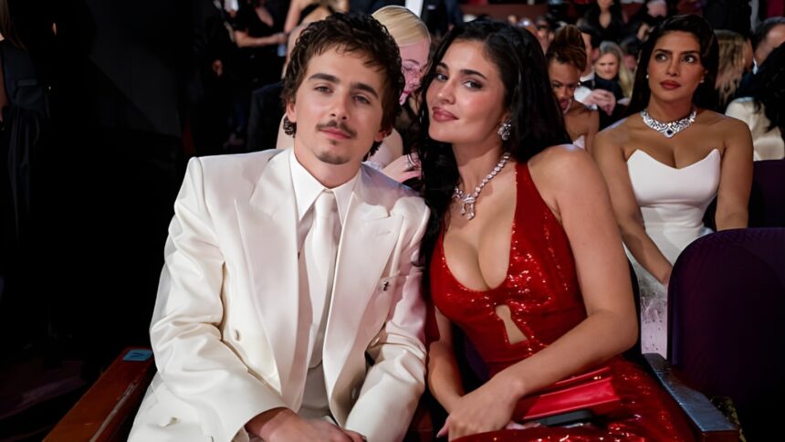 Timothée Chalamet and Kylie Jenner at a public event amid reports linking their relationship to his Oscars loss and shifting public image
