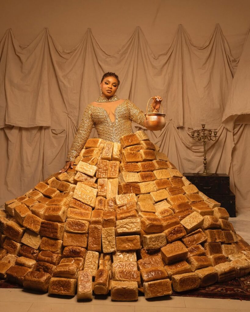 Queen Mercy Atang's Dress made from 500 loaves at the AMVCA 2026