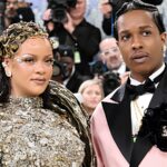 Rihanna giving a serious expression beside A$AP Rocky during a viral backstage moment at the Met Gala 2026